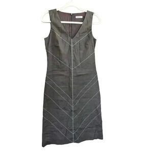 New Frontier Brown Linen Blend Sleeveless Dress Size 2
